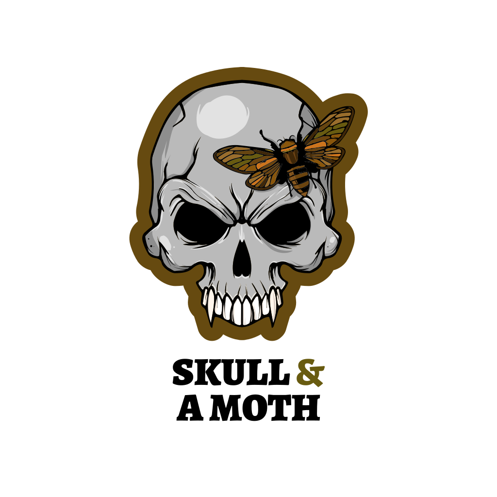 Череп И Мотылек Игровой Логотип