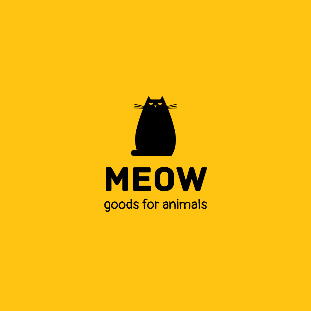 Милый Черный Кот Логотип