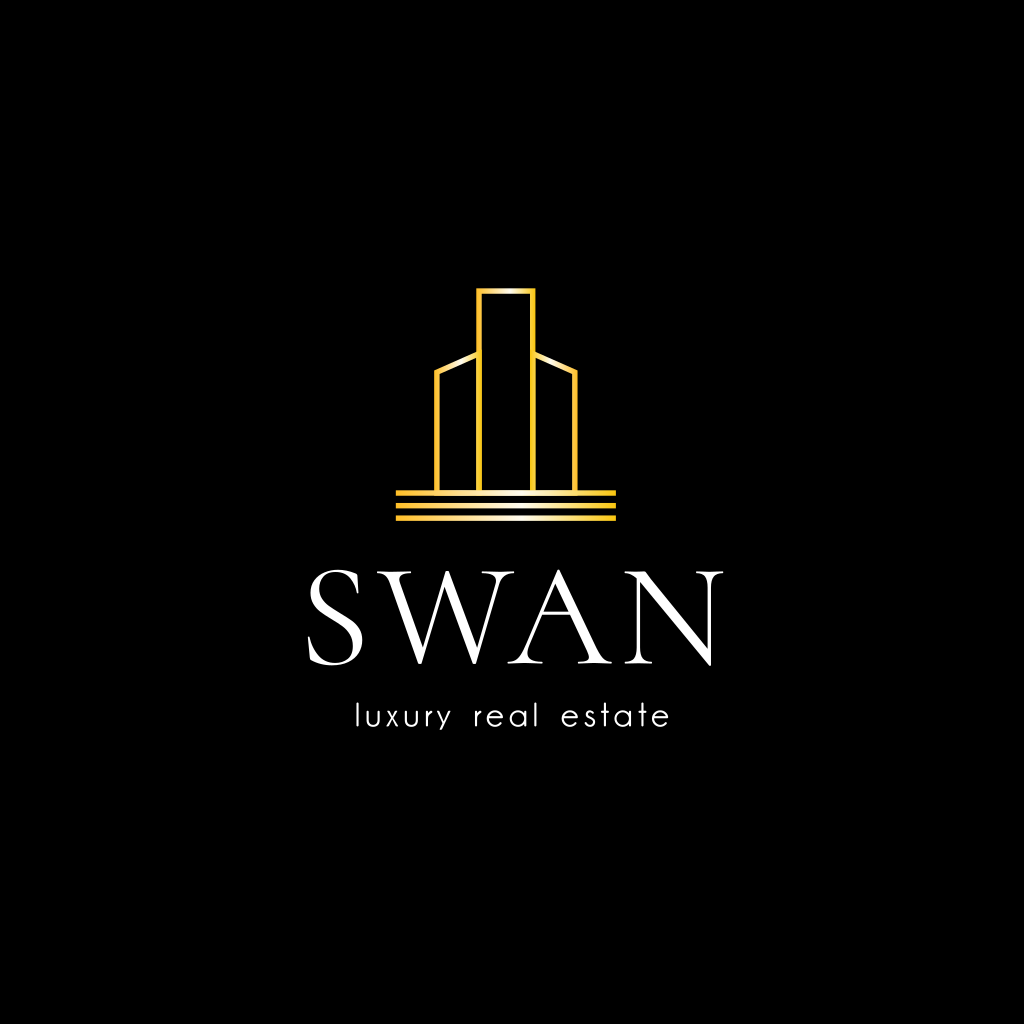 Золотое Здание Роскошный Логотип
