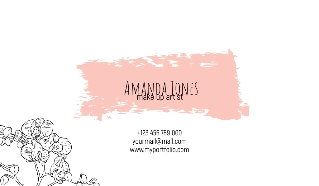 +123 456 789 000 Yourmail@mail.com Www.myportfolio.com, Make Up Artist, Amanda Jones Лого