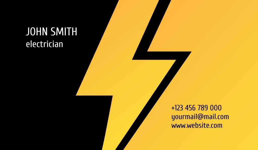 +123 456 789 000 Yourmail@mail.com Www.website.com, Electrician, John Smith Лого