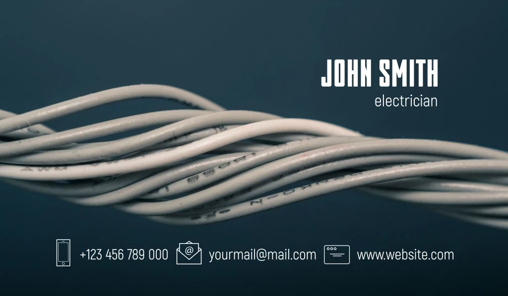 +123 456 789 000 Yourmail@mail.com Www.website.com, Electrician, John Smith Лого