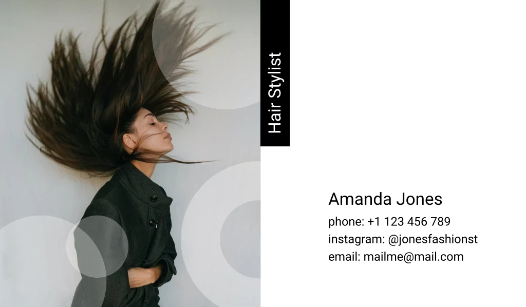 Hair Stylist, Phone: +1 123 456 789 Instagram: @jonesfashionst Email: Mailme@mail.com , Amanda Jones Лого